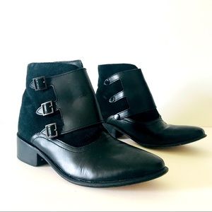 H by Hudson black leather lace up boots size 38 (US 7)